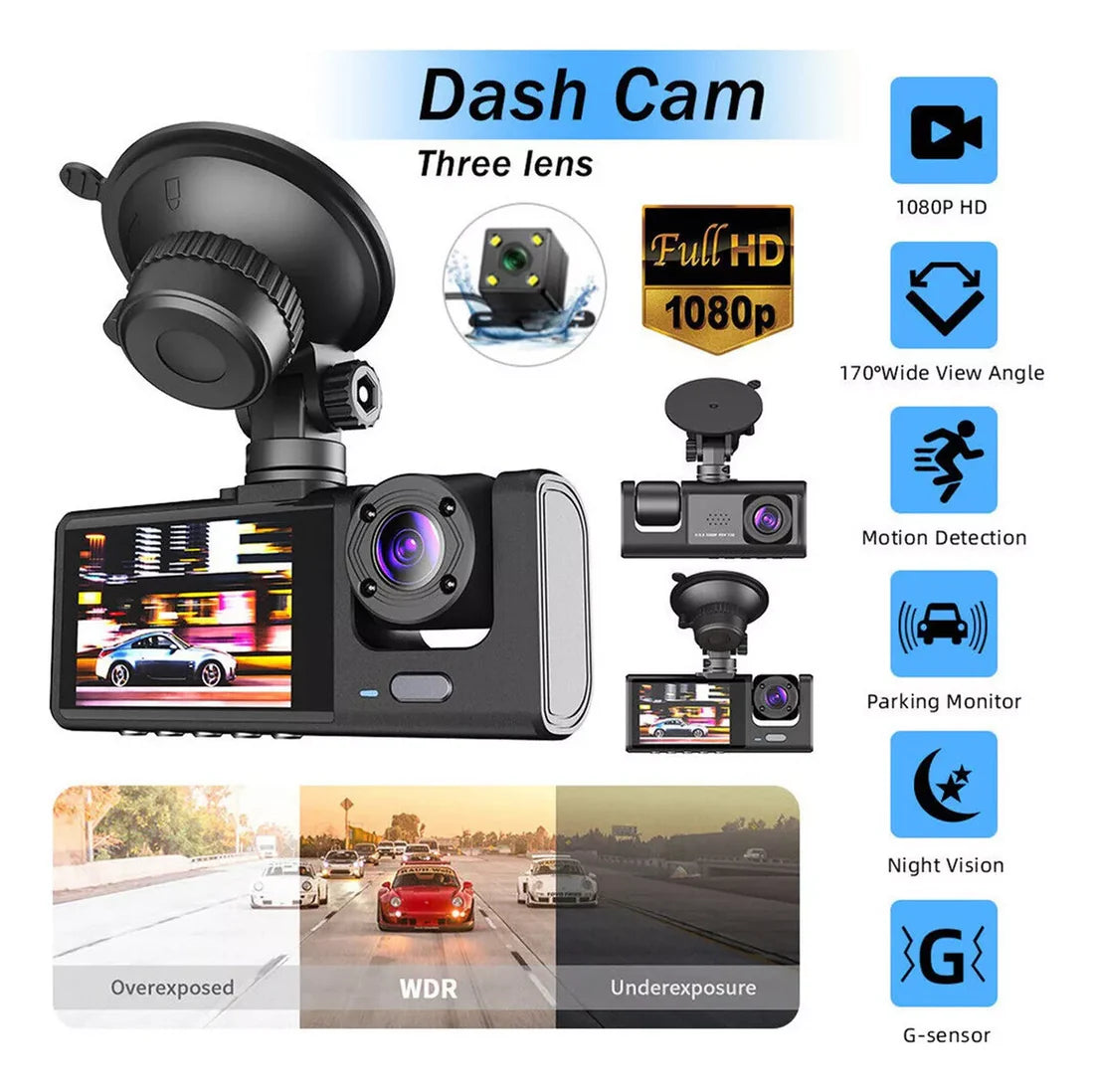 🚘📸DASHCAM 360° ULTRA|TRIPLE CÁMARA|FULL HD 1080P|VISIÓN NOCTURNA🔥🎥